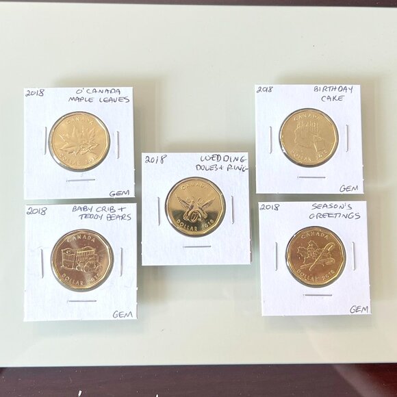 2018 O Canada, Wedding, Birthday, Newborn & Peace and Joy Special Strike Loonies - Picture 1 of 13